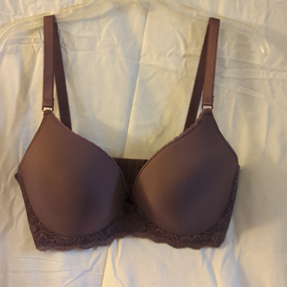 Elegant Lace Trimmed Bra in Mauve